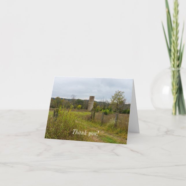 Old Country Silo Landscape Thank You Card (Front)