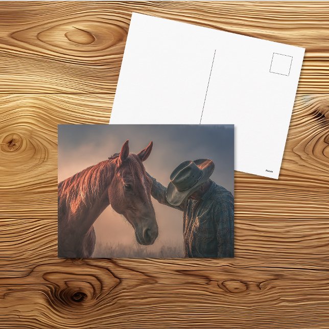 Old Cowboy Reflection Western Postcard (Creator Uploaded)