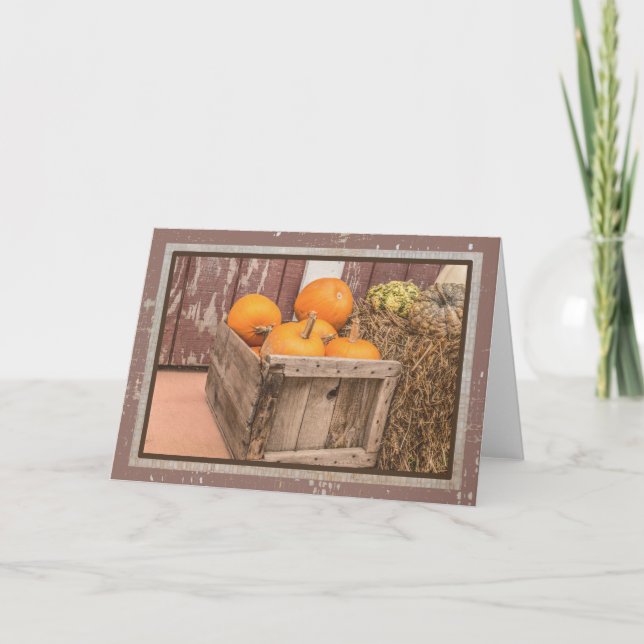 Old Crate Full of Pumpkins Fall Notecard (Front)