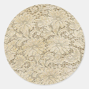 Old Crochet Lace Floral Pattern + your ideas Classic Round Sticker
