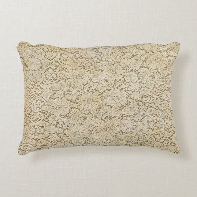 Old Crochet Lace Floral Pattern + your ideas Decorative Cushion (Front)