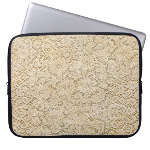 Old Crochet Lace Floral Pattern + your ideas Laptop Sleeve
