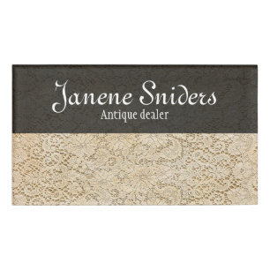 Old Crochet Lace Floral Pattern + your ideas Name Tag