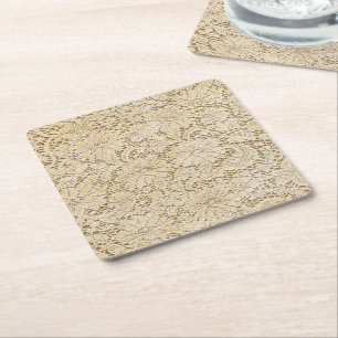 Old Crochet Lace Floral Pattern + your ideas Square Paper Coaster