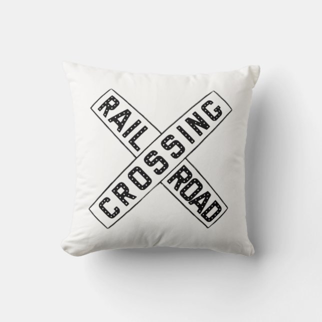 Old Crossbuck Sign Cushion (Front)