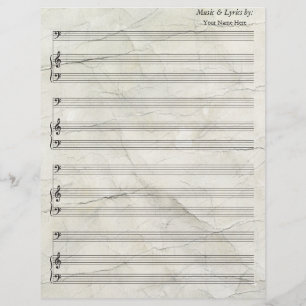 Old Crumpled   Blank Sheet Music Bass Clef