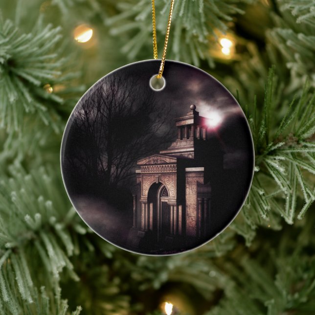 Old crypt in the dark forest ceramic tree decoration (Tree)