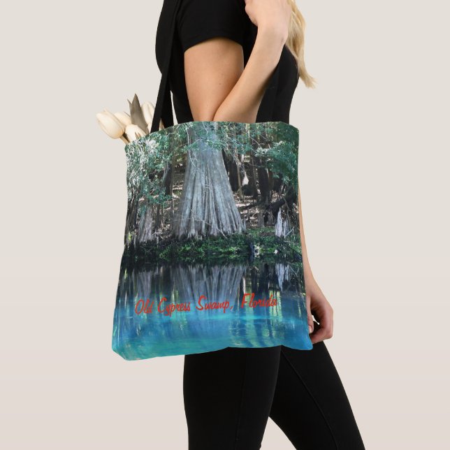Old Cypress Tree Reflection Spring Tote Bag  (Close Up)