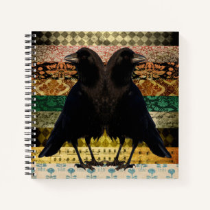 Old Damask Crows Spiral Notebook