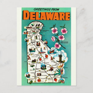 Old Delaware Map Postcard