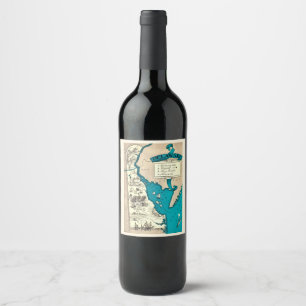 Old Delaware Map  Wine Label