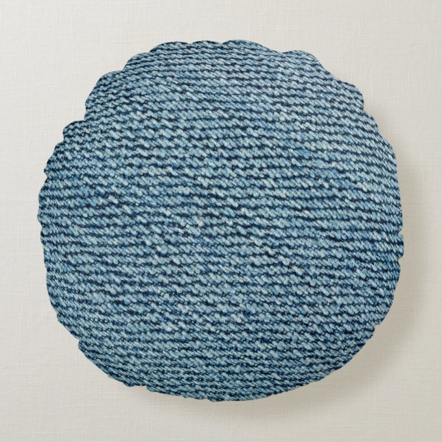 Old denim fabric background texture. abstract, anc round cushion (Front)