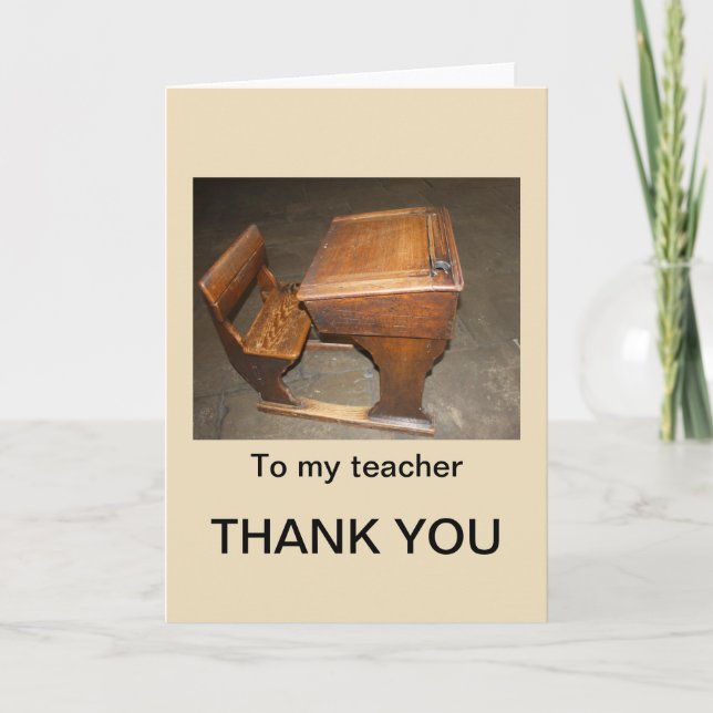 Old Desk and Chair Thank You Teacher Card (Front)