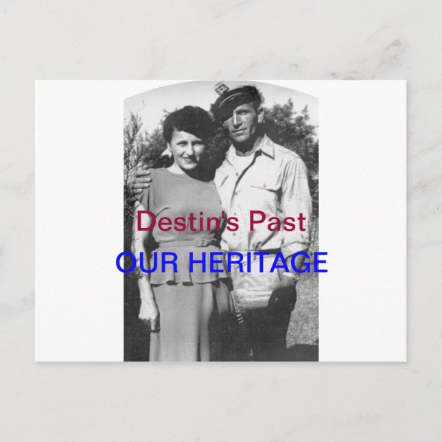 OLD DESTIN POSTCARD~VINTAGE~CAPTAIN & WIFE, 1942 POSTCARD (Front)