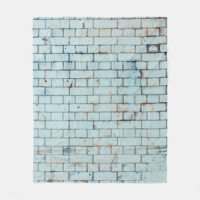Old dirty white brick wall backgroundabstract, age fleece blanket (Front)