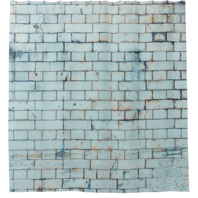 Old dirty white brick wall backgroundabstract, age shower curtain (Front)
