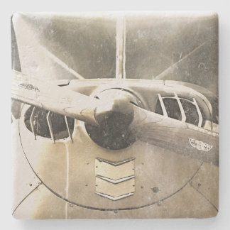 Old Distressed Aeroplane Stone Coaster
