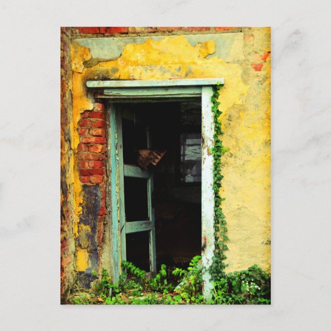 Old door at abandoned house at Balaton airport Postcard (Front)