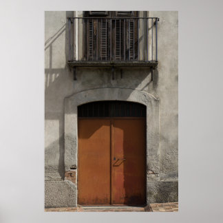 Old Door & Balcony - Rustic Italian Architecture Poster