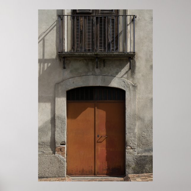Old Door & Balcony - Rustic Italian Architecture Poster (Front)