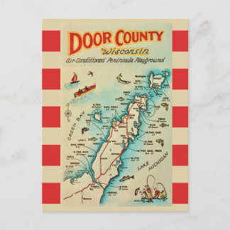 Old Door County Map Postcard