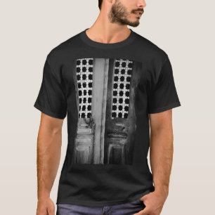 Old Door Faro Black And White Vertical Sticker  T-Shirt