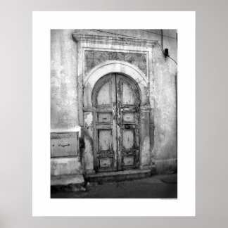 Old Door in Tripoli (B&W) Poster