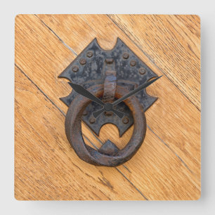 Old door knocker square wall clock
