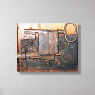 Old  Door Lock and Key  Wrapped Canvas