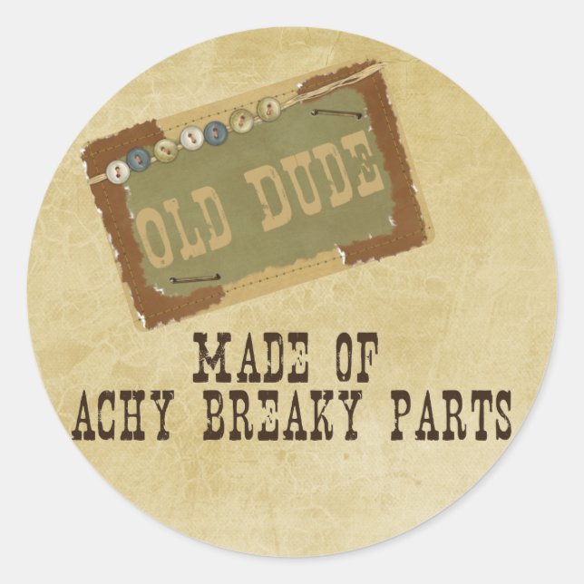 Old Dude Classic Round Sticker (Front)