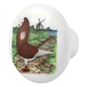 Old Dutch Capuchine Pigeon Ceramic Knob