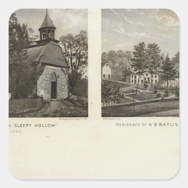 Old Dutch Church, residences Square Sticker (Front)