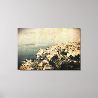 OLD EFFECT PHOTO on  lake MAGGIORE canvas print . 