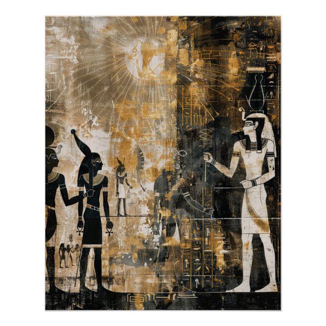 Old Egypt Pharaoh Blessing Of Sun God Poster (Front)