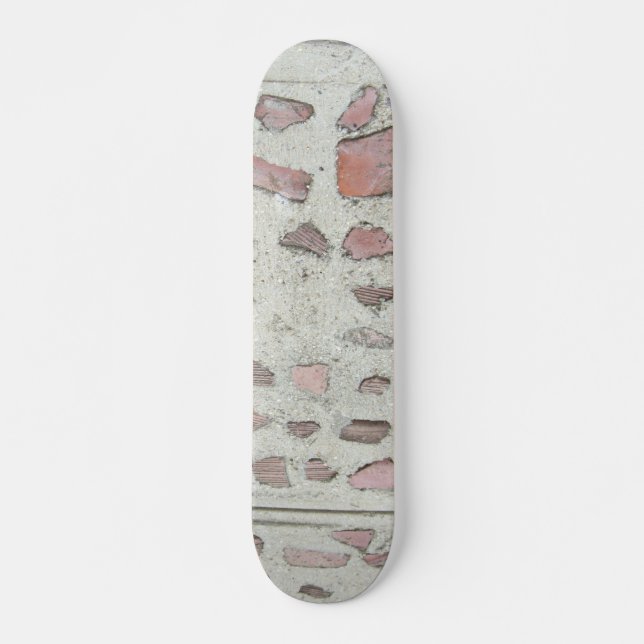 Old Embedded Rock in Cement  Deck Skateboard (Front)