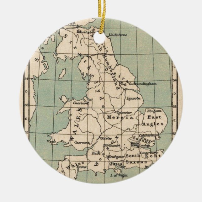 Old England Map Ceramic Tree Decoration (Front)