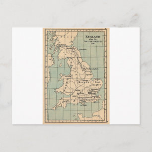 Old England Map Postcard