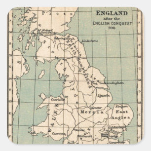 Old England Map Square Sticker
