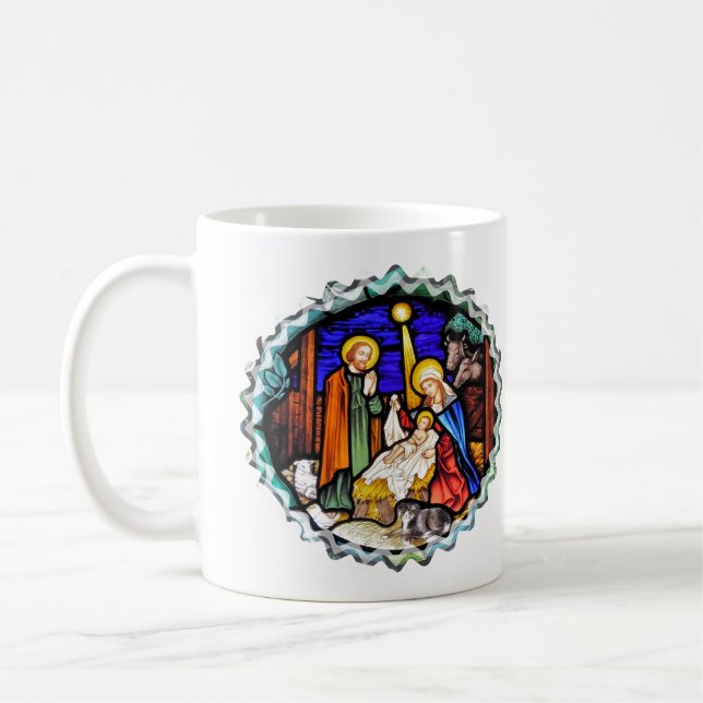 OLD ENGLAND NATIVITY WINDOW COFFEE MUG (Left)