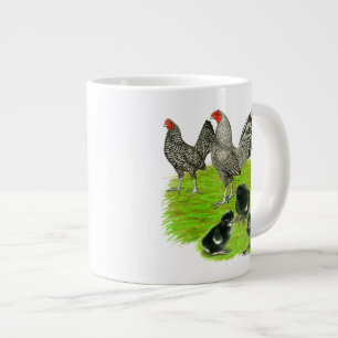 Old English Barred Bantam Family Large Coffee Mug