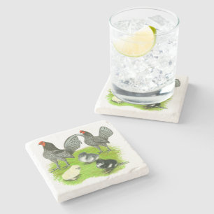 Old English Blue Game Family Stone Coaster