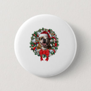 Old English Bulldog Christmas Wreath Decoration Xm 6 Cm Round Badge