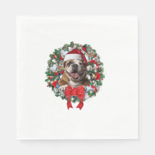 Old English Bulldog Christmas Wreath Decoration Xm Napkin