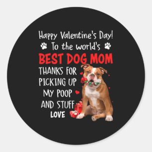 Old English Bulldog Dog Mom Valentines Day Fu  Classic Round Sticker