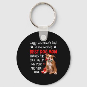 Old English Bulldog Dog Mom Valentines Day Fu  Key Ring