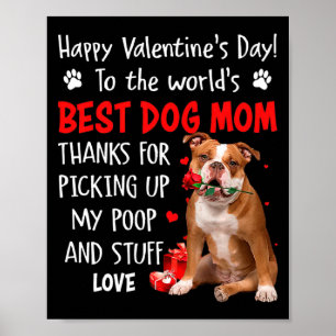 Old English Bulldog Dog Mom Valentines Day Fu Poster