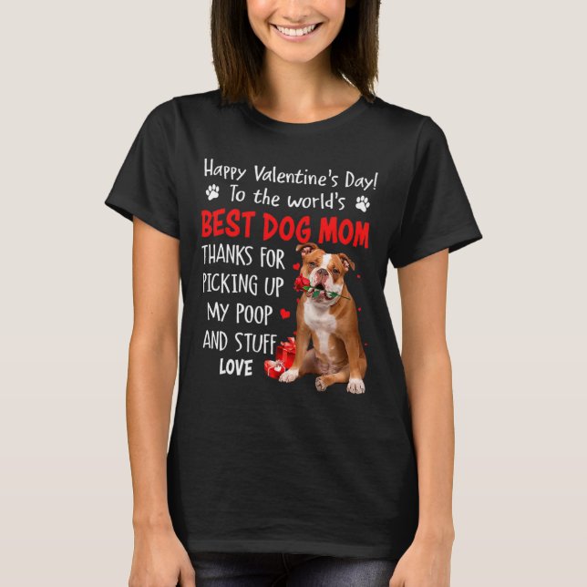 Old English Bulldog Dog Mom Valentines Day Fu  T-Shirt (Front)