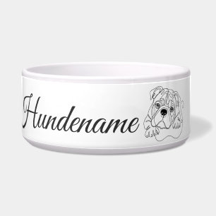 Old English Bulldogge Line Art personalized bowl