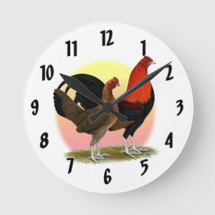 Old English Game Bantam:  BB Red Round Clock