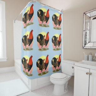 Old English Game Bantam: BB Red Shower Curtain